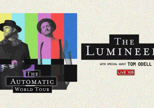 Concert poster for "The Lumineers - The Automatic World Tour" with special guest Tom Odell.