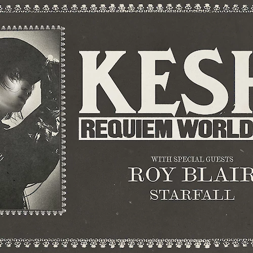 Concert poster for "Keshi Requiem World Tour" with special guests Roy Blair and Starfall.